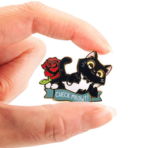 Check Meowt (Tuxedo Cat) Enamel Pin Brooches & Lapel Pins Flair Fighter   