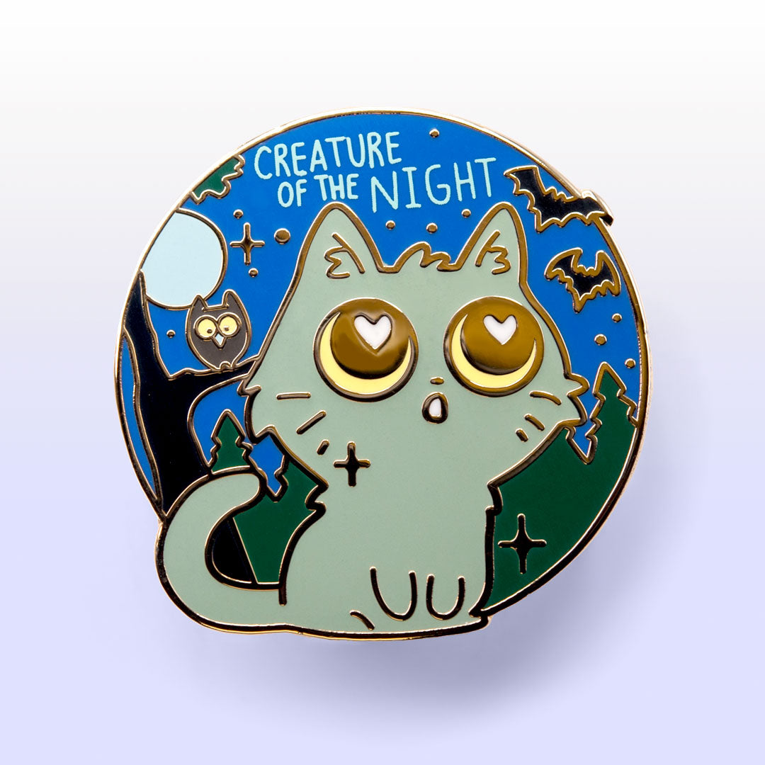 Creature Of The Night (Chartreux Cat) Enamel Pin Brooches & Lapel Pins Flair Fighter   