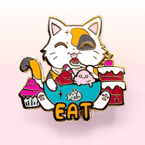 EAT (Calico Cat) Enamel Pin Brooches & Lapel Pins Flair Fighter   