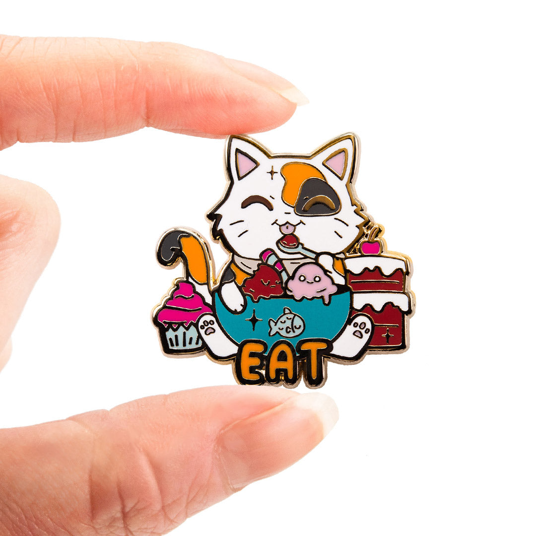 EAT (Calico Cat) Enamel Pin Brooches & Lapel Pins Flair Fighter   