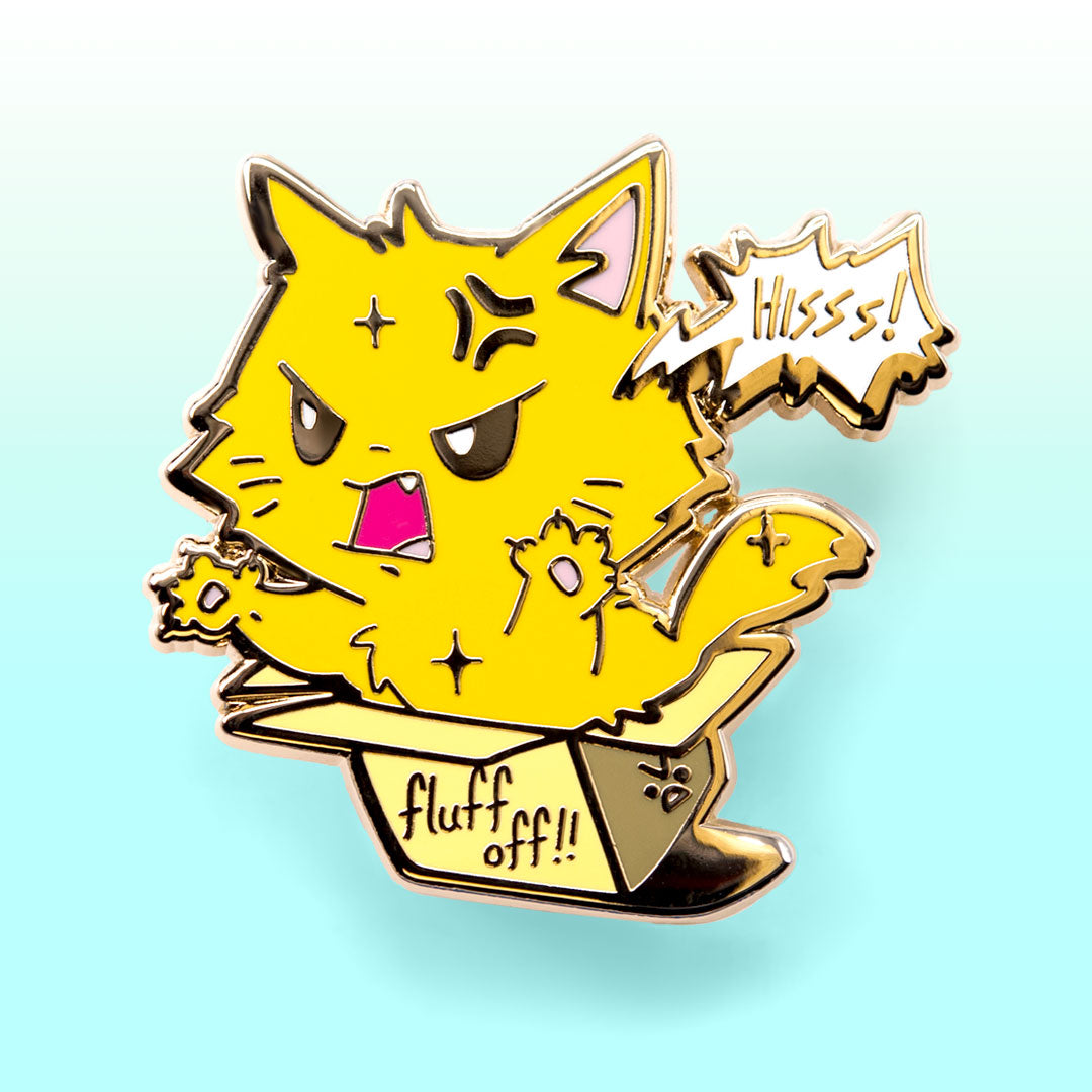Fluff Off (Turkish Angora Cat) Enamel Pin Brooches & Lapel Pins Flair Fighter   