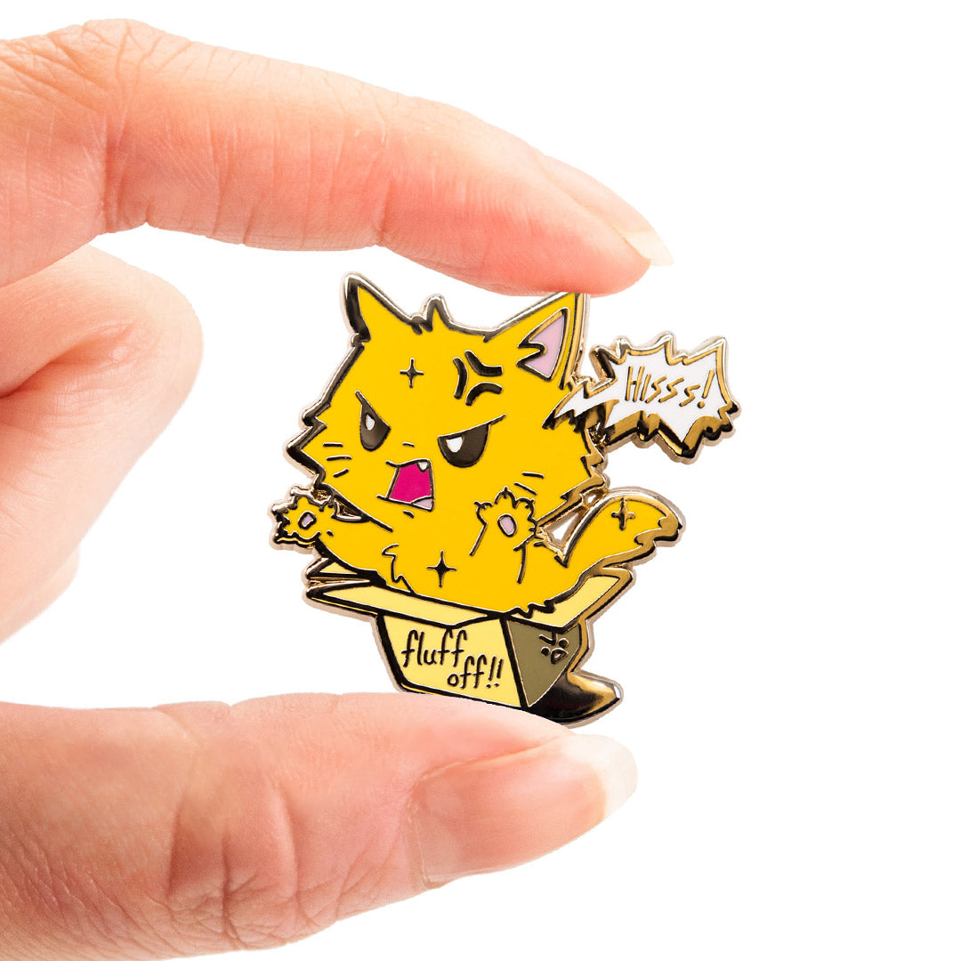 Fluff Off (Turkish Angora Cat) Enamel Pin Brooches & Lapel Pins Flair Fighter   