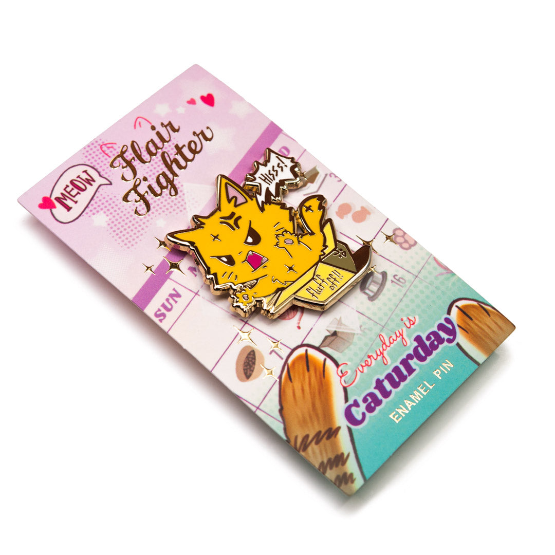 Fluff Off (Turkish Angora Cat) Enamel Pin Brooches & Lapel Pins Flair Fighter   