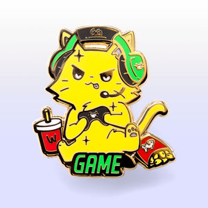 GAME (British Shorthair Cat) Enamel Pin + Keychain + Vinyl Sticker BUNDLE [3 PCS]  Flair Fighter   