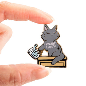I Do What I Want (Chartreux Cat) Enamel Pin Brooches & Lapel Pins Flair Fighter   