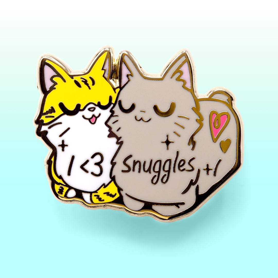 I Heart Snuggles (Manx Cat & American Bobtail Cat) Enamel Pin Brooches & Lapel Pins Flair Fighter   