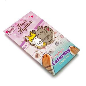 I Heart Snuggles (Manx Cat & American Bobtail Cat) Enamel Pin + Keychain + Vinyl Sticker BUNDLE [3 PCS]  Flair Fighter   