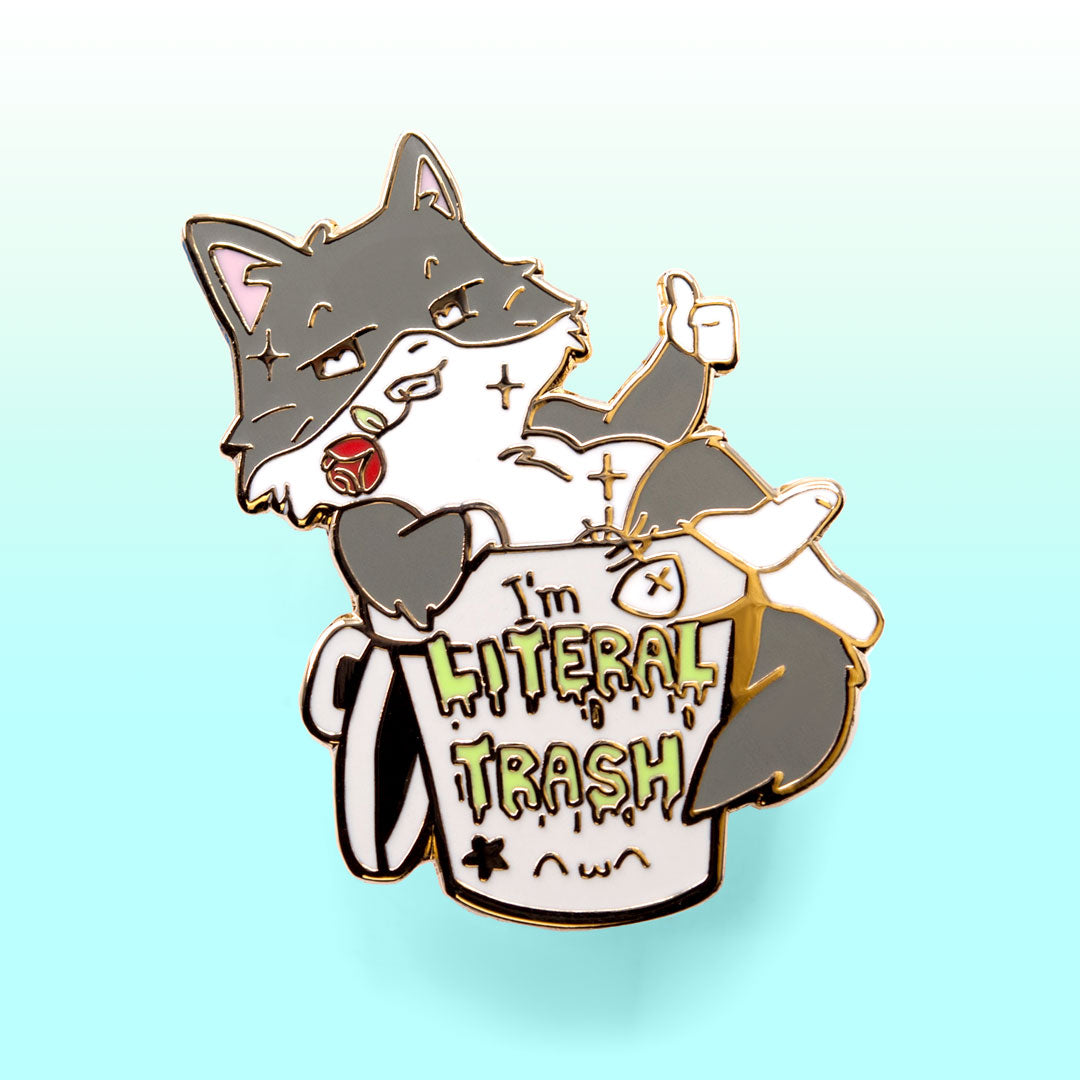 I'm Literal Trash (Norwegian Forest Cat) Enamel Pin Brooches & Lapel Pins Flair Fighter   