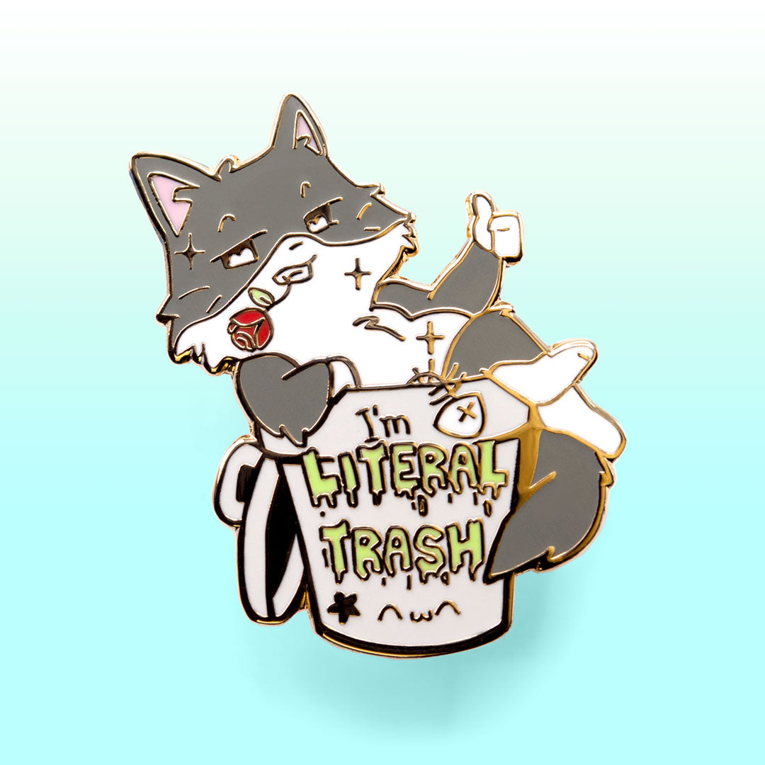 I'm Literal Trash (Norwegian Forest Cat) Enamel Pin Brooches & Lapel Pins Flair Fighter   