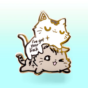 I've Got Your Back (Munchkin Cats) Enamel Pin + Keychain + Vinyl Sticker BUNDLE [3 PCS]  Flair Fighter   