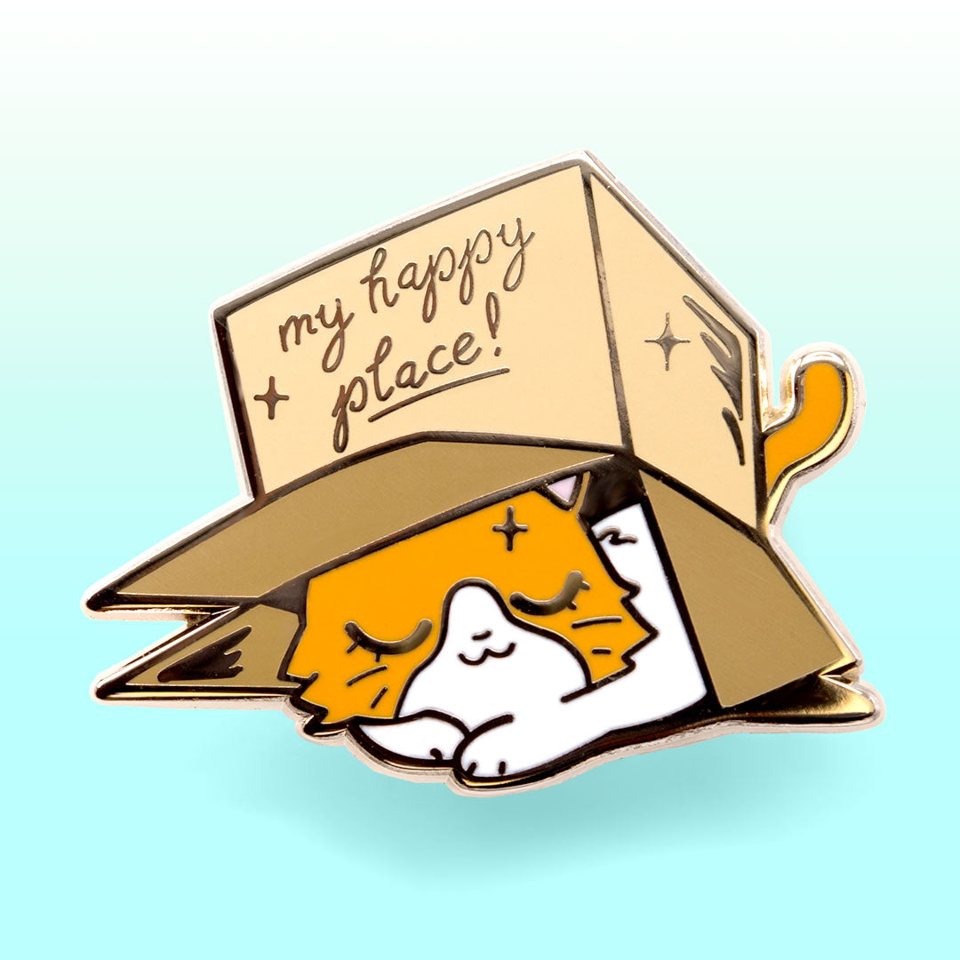 My Happy Place Box (British Shorthair Cat) Enamel Pin Brooches & Lapel Pins Flair Fighter   