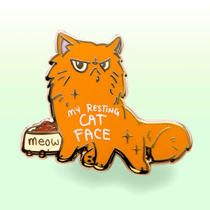 My Resting Cat Face (Persian Cat) Enamel Pin + Keychain + Vinyl Sticker BUNDLE [3 PCS]  Flair Fighter   
