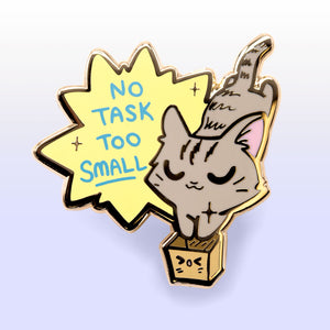 No Task Too Small (European Shorthair Cat) Enamel Pin + Keychain + Vinyl Sticker BUNDLE [3 PCS]  Flair Fighter   
