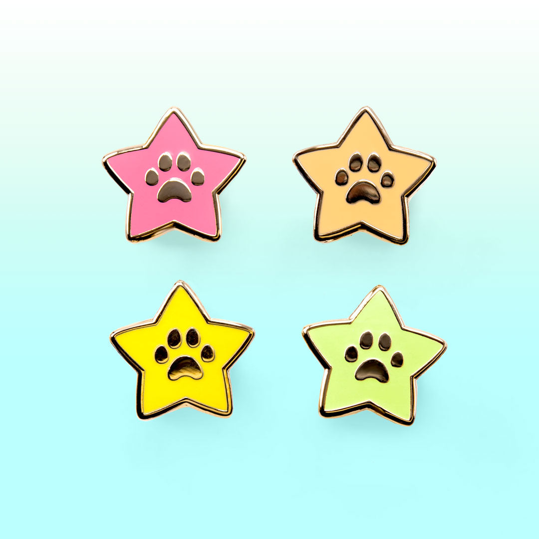 Star Paws Mini Enamel Pins [SET A - Red, Orange, Yellow, Green] Brooches & Lapel Pins Flair Fighter   