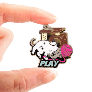 PLAY (Ragdoll Cat) Enamel Pin + Keychain + Vinyl Sticker BUNDLE [3 PCS]  Flair Fighter   