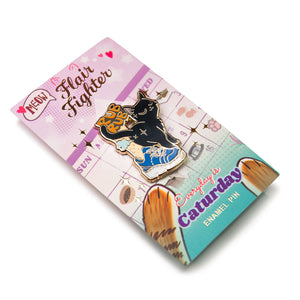 Purr Purr Rub Rub Ver. A Version RIGHT LEG (American Shorthair Cat) Enamel Pin + Keychain + Vinyl Sticker BUNDLE [3 PCS]  Flair Fighter   