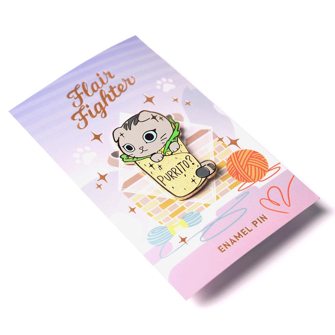 Purrito Cat Burrito Enamel Pin Brooches & Lapel Pins Flair Fighter   
