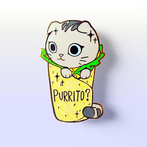Purrito Cat Burrito Enamel Pin + Keychain + Vinyl Sticker BUNDLE [3 PCS] Brooches & Lapel Pins Flair Fighter   