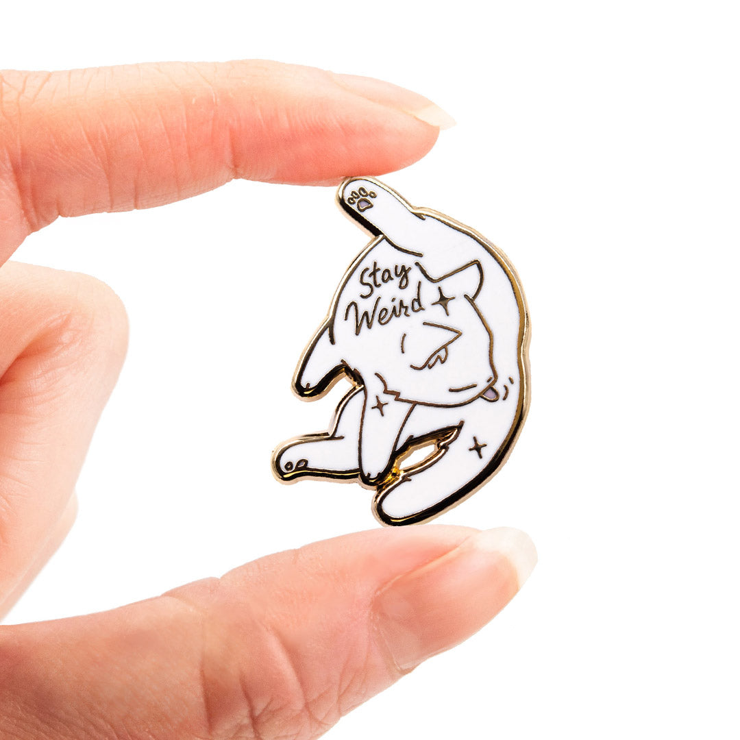 Stay Weird (White Burmilla Cat) Enamel Pin Brooches & Lapel Pins Flair Fighter   