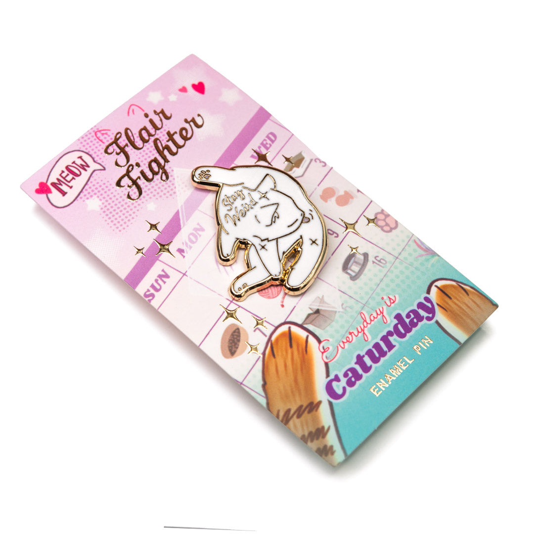 Stay Weird (White Burmilla Cat) Enamel Pin Brooches & Lapel Pins Flair Fighter   