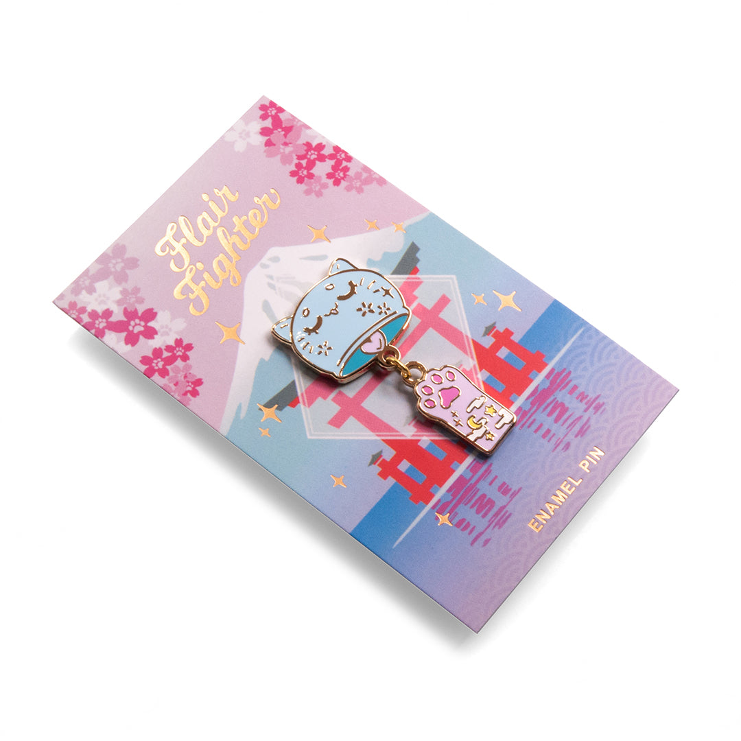 Cat Wind Chime Enamel Pin Brooches & Lapel Pins Flair Fighter   