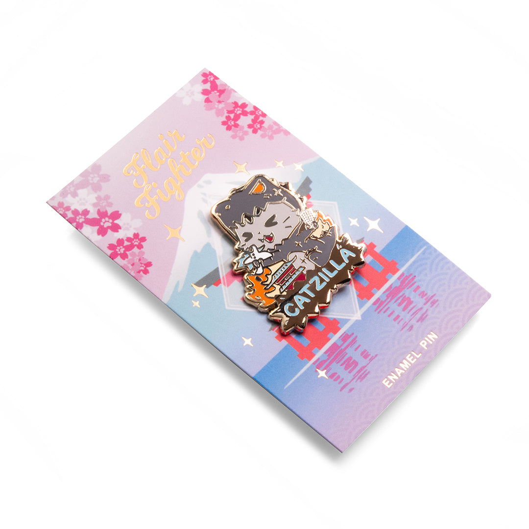 Catzilla Enamel Pin Brooches & Lapel Pins Flair Fighter   