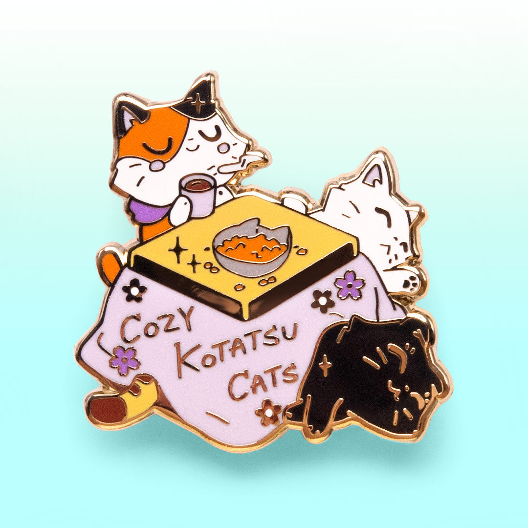 Cozy Kotatsu Cats Enamel Pin Brooches & Lapel Pins Flair Fighter   