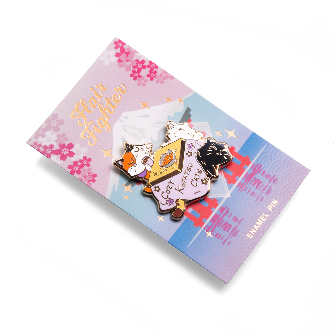 Cozy Kotatsu Cats Enamel Pin Brooches & Lapel Pins Flair Fighter   