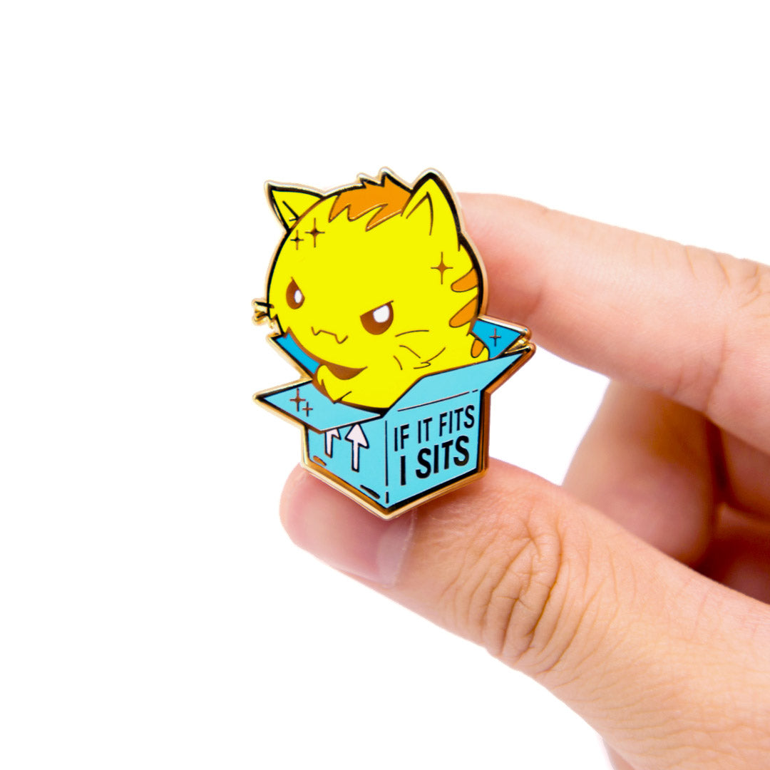If It Fits I Sits Cat Enamel Pin Brooches & Lapel Pins Flair Fighter   