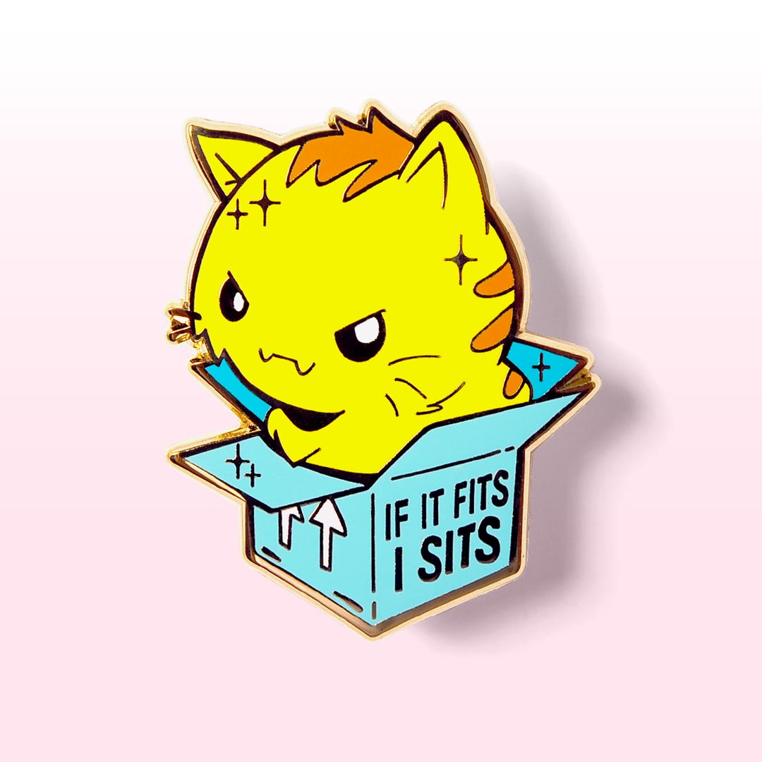 If It Fits I Sits Cat Enamel Pin Brooches & Lapel Pins Flair Fighter   