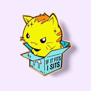 If It Fits I Sits Cat Enamel Pin Brooches & Lapel Pins Flair Fighter   