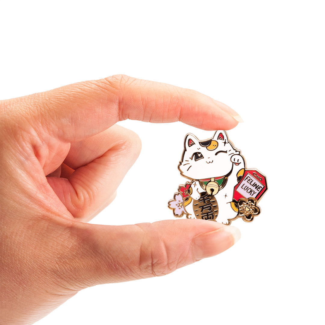 Lucky Cat (White) Maneki-Neko Enamel Pin Brooches & Lapel Pins Flair Fighter   