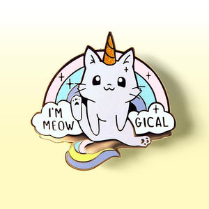 Meowgical Caticorn Unicorn Cat Enamel Pin + Keychain + Vinyl Sticker BUNDLE [3 PCS] Brooches & Lapel Pins Flair Fighter   