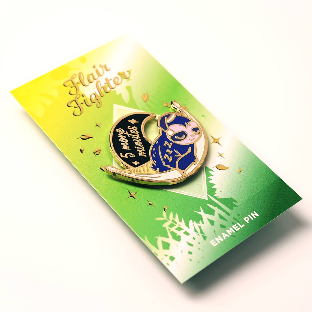 5 More Minutes Sleeping Sloth Enamel Pin Brooches & Lapel Pins Flair Fighter   