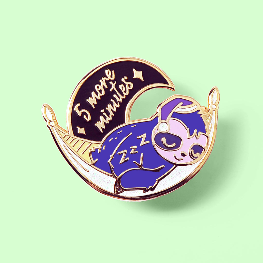 5 More Minutes Sleeping Sloth Enamel Pin Brooches & Lapel Pins Flair Fighter   