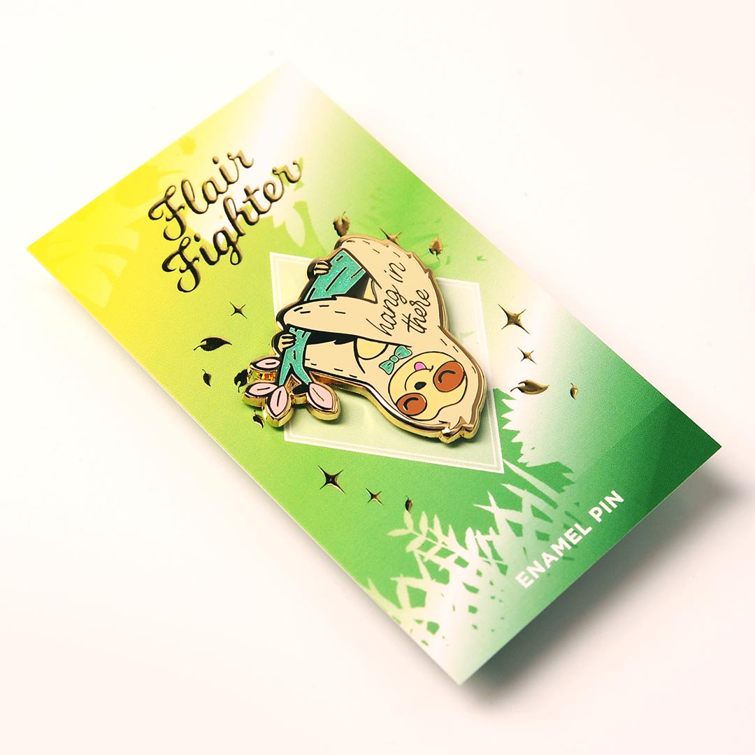 Hang in There Upside Down Sloth Enamel Pin Brooches & Lapel Pins Flair Fighter   