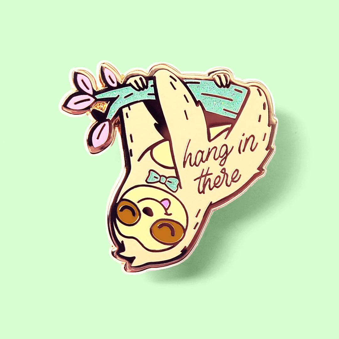 Hang in There Upside Down Sloth Enamel Pin Brooches & Lapel Pins Flair Fighter   