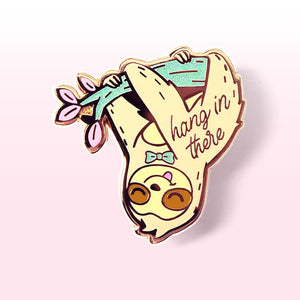 Hang in There Upside Down Sloth Enamel Pin Brooches & Lapel Pins Flair Fighter   