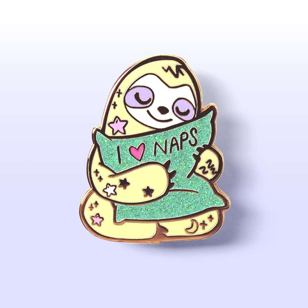I Heart Naps Sloth Enamel Pin Brooches & Lapel Pins Flair Fighter   