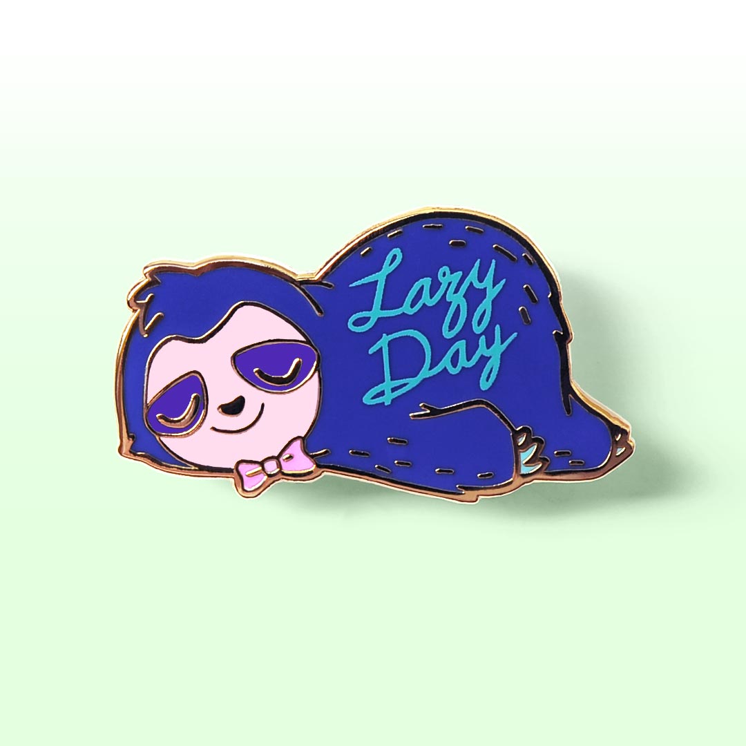 Lazy Day Sleepy Sloth Enamel Pin Brooches & Lapel Pins Flair Fighter   