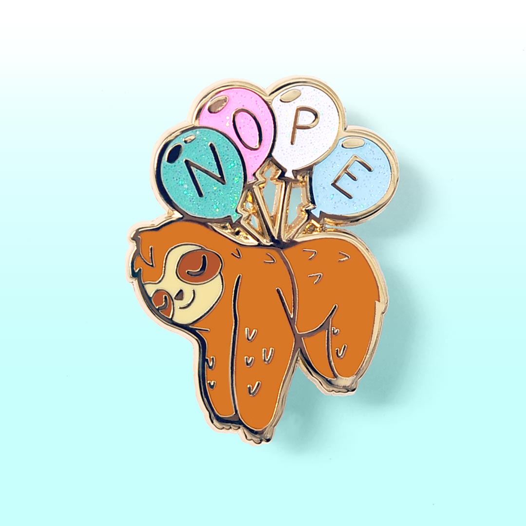 NOPE Balloon Sloth Enamel Pin Brooches & Lapel Pins Flair Fighter   