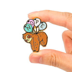 NOPE Balloon Sloth Enamel Pin Brooches & Lapel Pins Flair Fighter   