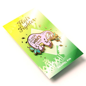 Sleepy Vibes Only Sleeping Sloth Enamel Pin Brooches & Lapel Pins Flair Fighter   