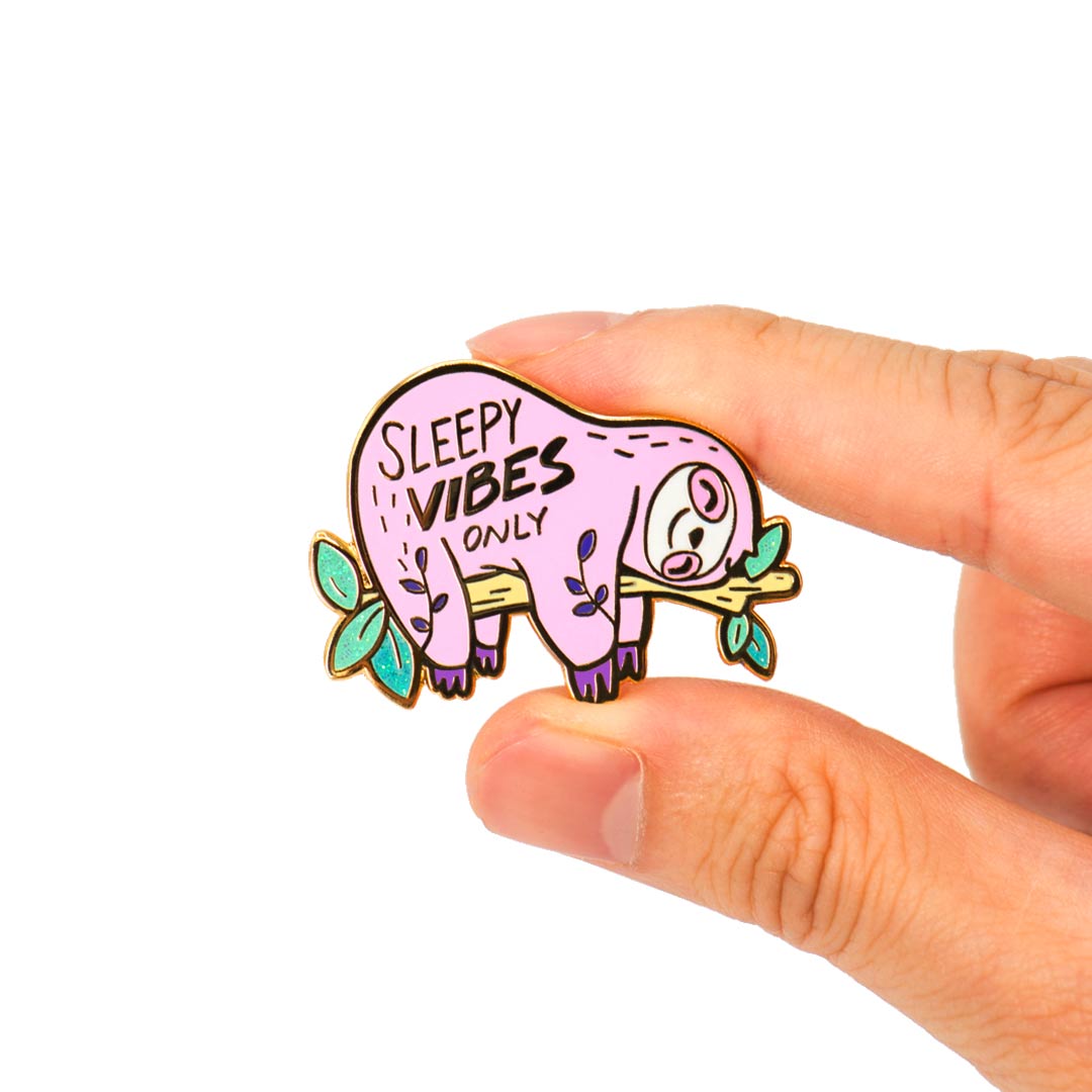Sleepy Vibes Only Sleeping Sloth Enamel Pin Brooches & Lapel Pins Flair Fighter   