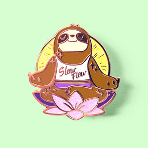Slow Flow Yoga Meditation Sloth Enamel Pin Brooches & Lapel Pins Flair Fighter   
