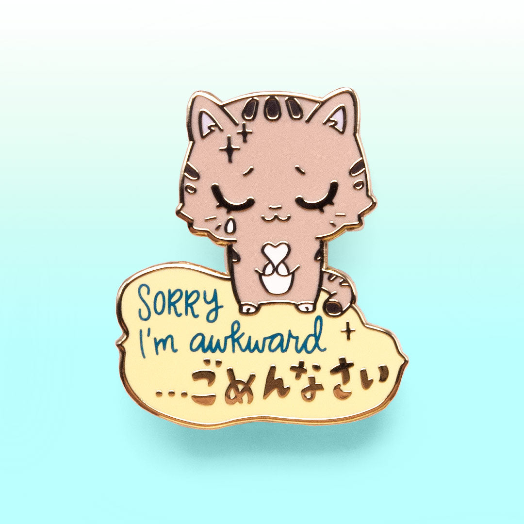 Sorry I'm Awkward Cat Enamel Pin Brooches & Lapel Pins Flair Fighter   
