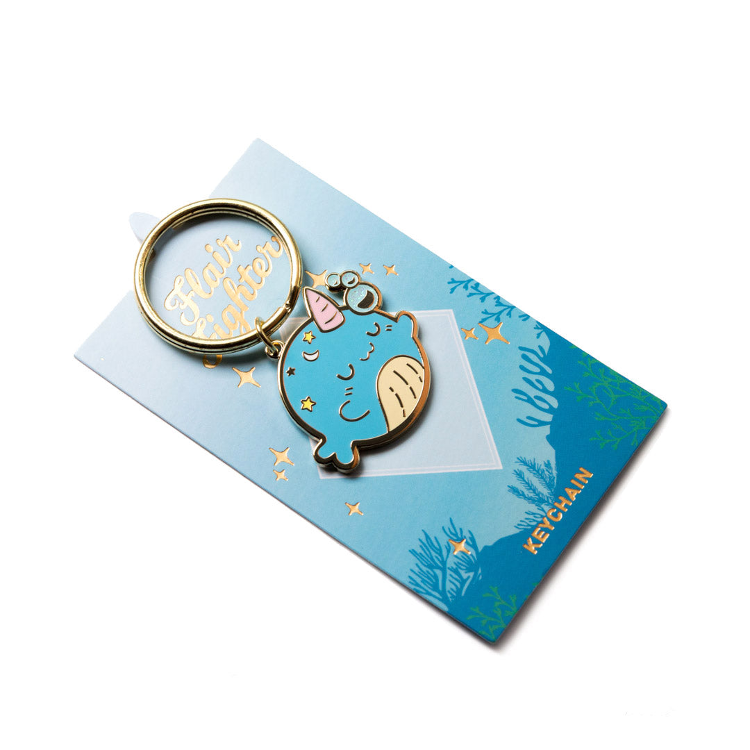 Sleepy Whale Enamel Keychain  Flair Fighter   