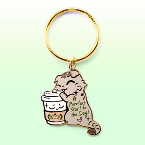 A Purrfect Start To The Day S*Bucks Version (Scottish Fold Cat) Keychain  Flair Fighter   