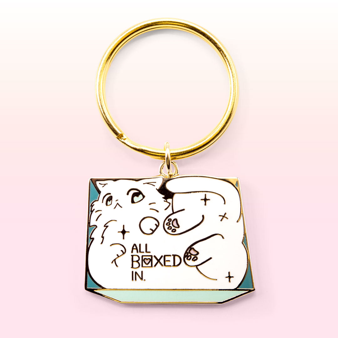 All Boxed In (Turkish Angora Cat) Keychain  Flair Fighter   