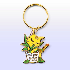 Eat Your Greens (Orange Tabby Cat) Keychain  Flair Fighter   